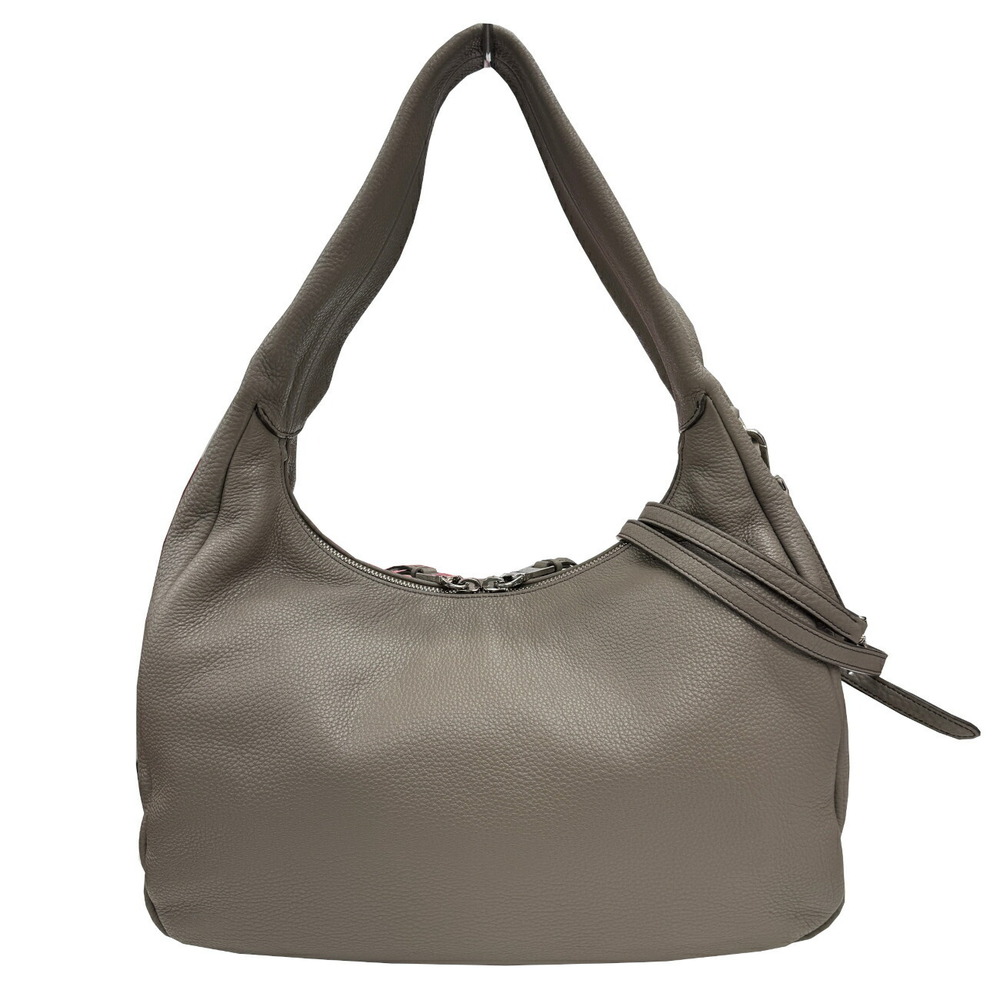 PRADA Shoulder Bag Leather Gray Vitello Phoenix